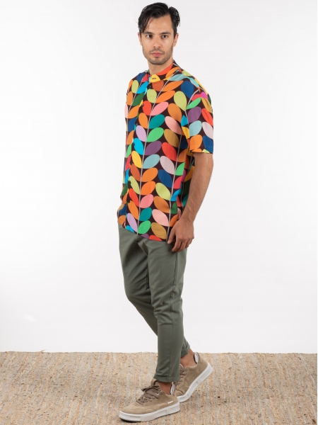 19 ATHENS Πουκάμισο κοντομάνικο mao K22-1059 Πολύχρωμο NINETEEN - 9