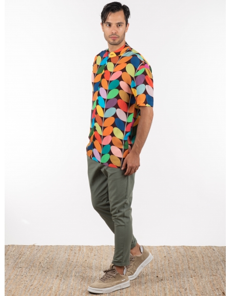 19 ATHENS Πουκάμισο κοντομάνικο mao K22-1059 Πολύχρωμο NINETEEN - 9