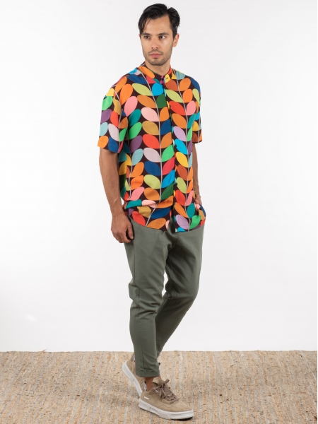 19 ATHENS Πουκάμισο κοντομάνικο mao K22-1059 Πολύχρωμο NINETEEN - 8