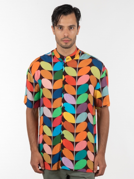 19 ATHENS Πουκάμισο κοντομάνικο mao K22-1059 Πολύχρωμο NINETEEN - 10