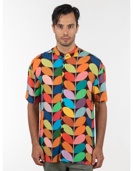 19 ATHENS Πουκάμισο κοντομάνικο mao K22-1059 Πολύχρωμο NINETEEN - 10