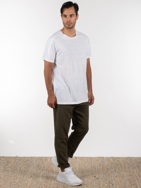 GABBA Chino Παντελόνι λινό Monza Broke  Χακί GABBA - 8