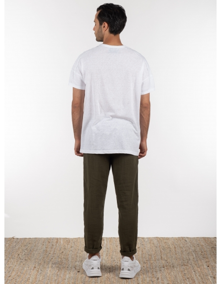 GABBA Chino Παντελόνι λινό Monza Broke  Χακί GABBA - 7