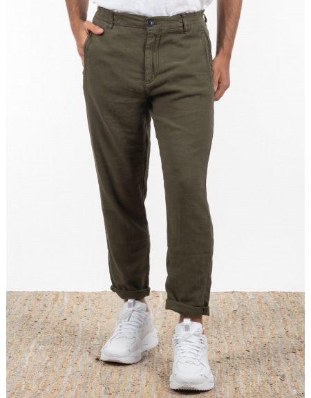 GABBA Chino Παντελόνι λινό Monza Broke  Χακί GABBA - 1