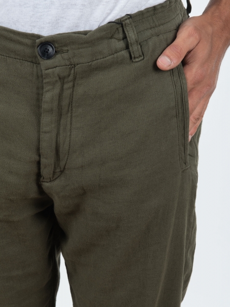 GABBA Chino Παντελόνι λινό Monza Broke  Χακί GABBA - 5