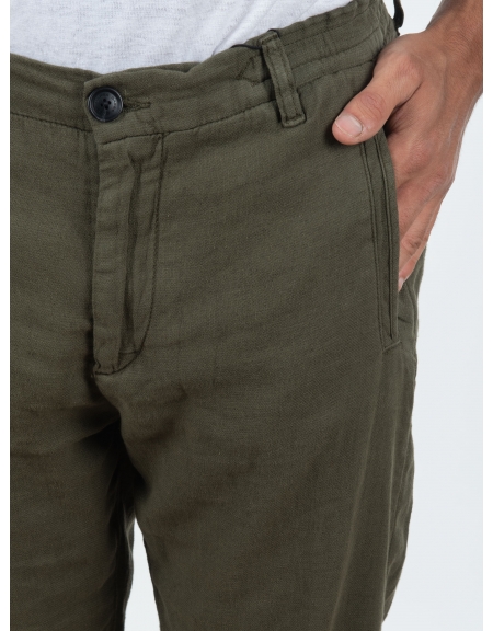 GABBA Chino Παντελόνι λινό Monza Broke  Χακί GABBA - 5