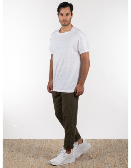 GABBA Chino Παντελόνι λινό Monza Broke  Χακί GABBA - 9