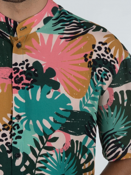 19 ATHENS Short sleeve shirt mao K22-1060 Printed - Pink NINETEEN - 5