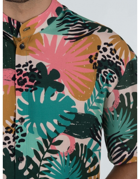 19 ATHENS Short sleeve shirt mao K22-1060 Printed - Pink NINETEEN - 5