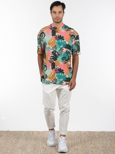 19 ATHENS Short sleeve shirt mao K22-1060 Printed - Pink NINETEEN - 6