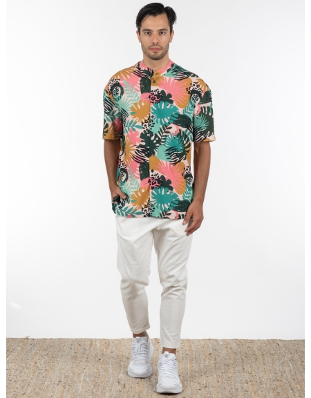 19 ATHENS Short sleeve shirt mao K22-1060 Printed - Pink NINETEEN - 6