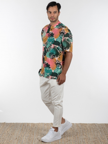 19 ATHENS Short sleeve shirt mao K22-1060 Printed - Pink NINETEEN - 9