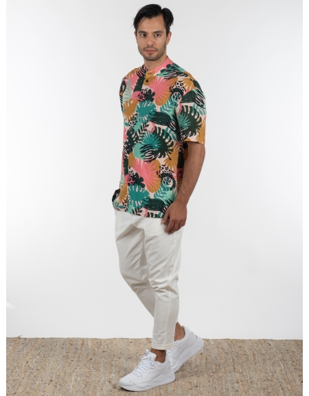 19 ATHENS Short sleeve shirt mao K22-1060 Printed - Pink NINETEEN - 9