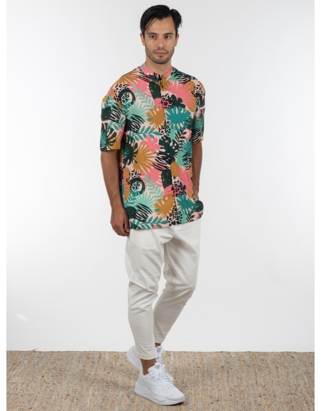 19 ATHENS Short sleeve shirt mao K22-1060 Printed - Pink NINETEEN - 8