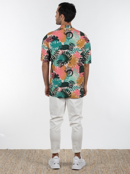 19 ATHENS Short sleeve shirt mao K22-1060 Printed - Pink NINETEEN - 7