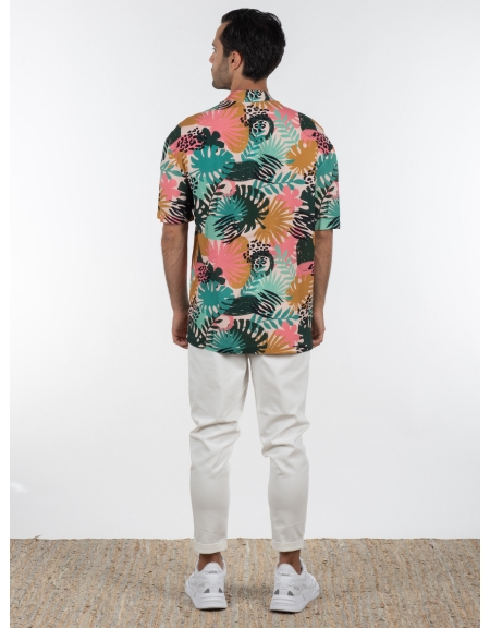 19 ATHENS Short sleeve shirt mao K22-1060 Printed - Pink NINETEEN - 7