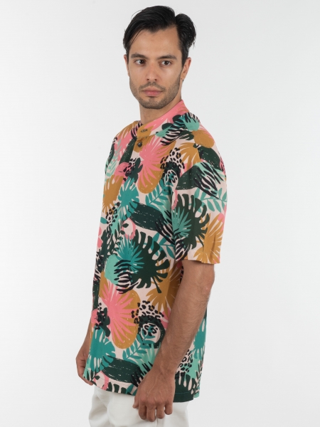 19 ATHENS Short sleeve shirt mao K22-1060 Printed - Pink NINETEEN - 4