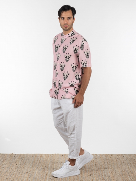 GABBA Chino Παντελόνι λινό FIRENZE BROKE P6084 Λευκό GABBA - 9