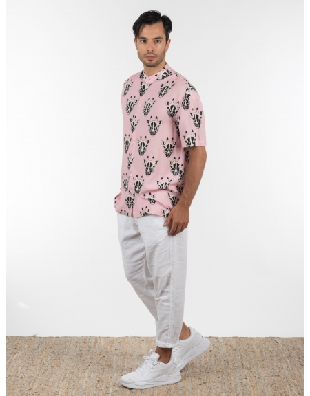 GABBA Chino Παντελόνι λινό FIRENZE BROKE P6084 Λευκό GABBA - 9