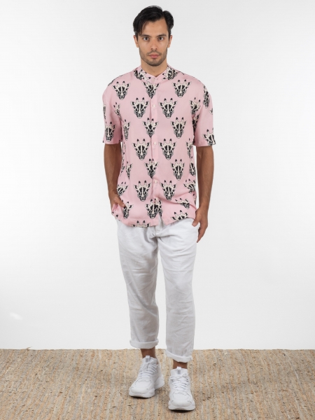 GABBA Chino Παντελόνι λινό FIRENZE BROKE P6084 Λευκό GABBA - 6