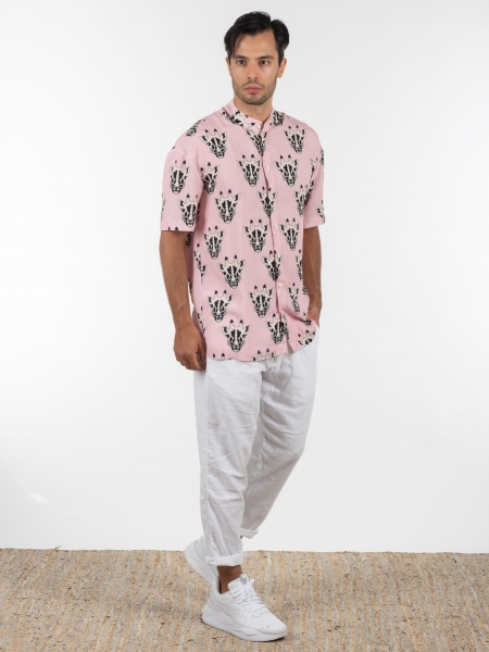 GABBA Chino Παντελόνι λινό FIRENZE BROKE P6084 Λευκό GABBA - 8