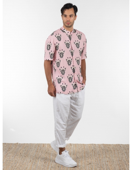 GABBA Chino Παντελόνι λινό FIRENZE BROKE P6084 Λευκό GABBA - 8