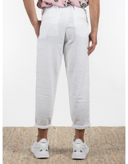 GABBA Chino Παντελόνι λινό FIRENZE BROKE P6084 Λευκό GABBA - 2