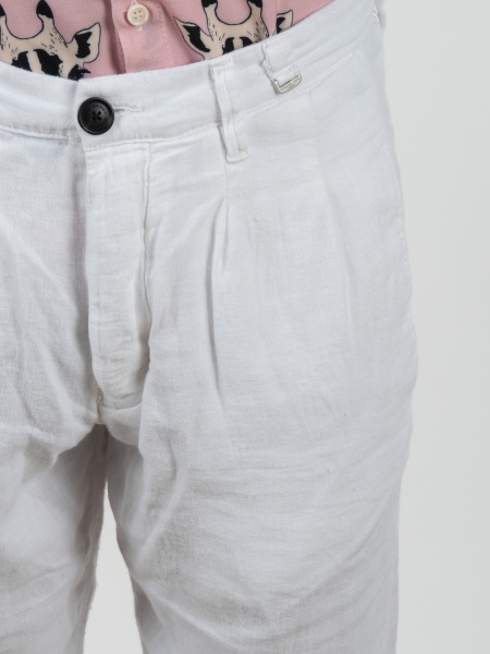 GABBA Chino Παντελόνι λινό FIRENZE BROKE P6084 Λευκό GABBA - 5