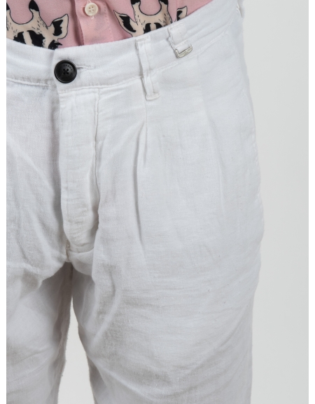 GABBA Chino Παντελόνι λινό FIRENZE BROKE P6084 Λευκό GABBA - 5
