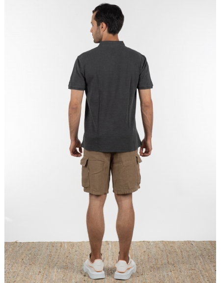 GABBA T-shirt Polo Monaco SS Tee P6028 Μαύρο washed GABBA - 7