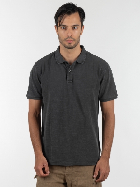 GABBA T-shirt Polo Monaco SS Tee P6028 Μαύρο washed GABBA - 1