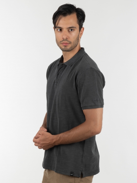 GABBA T-shirt Polo Monaco SS Tee P6028 Μαύρο washed GABBA - 4