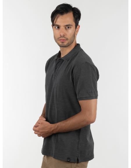 GABBA T-shirt Polo Monaco SS Tee P6028 Μαύρο washed GABBA - 4
