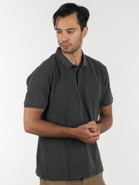 GABBA T-shirt Polo Monaco SS Tee P6028 Μαύρο washed GABBA - 3