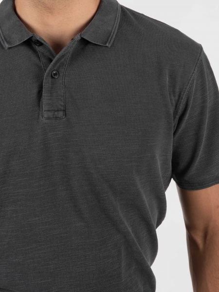 GABBA T-shirt Polo Monaco SS Tee P6028 Μαύρο washed GABBA - 5