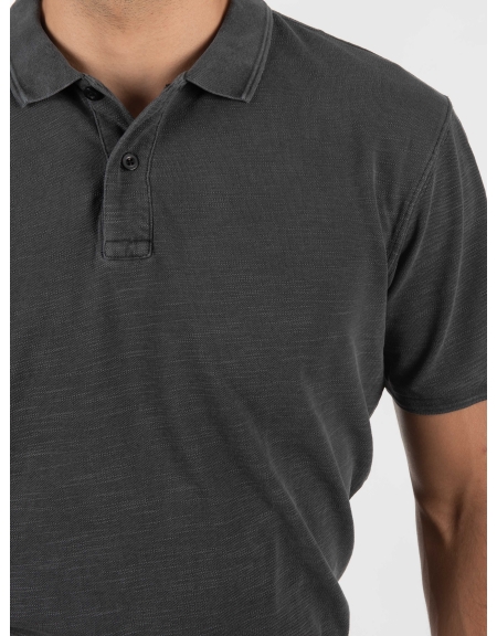 GABBA T-shirt Polo Monaco SS Tee P6028 Μαύρο washed GABBA - 5