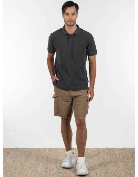 GABBA T-shirt Polo Monaco SS Tee P6028 Μαύρο washed GABBA - 6