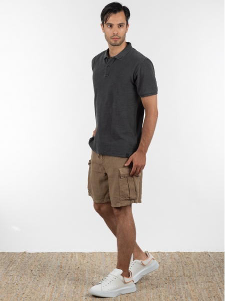 GABBA T-shirt Polo Monaco SS Tee P6028 Μαύρο washed GABBA - 9