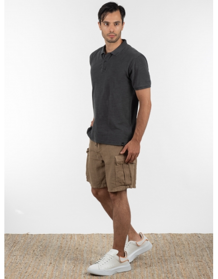 GABBA T-shirt Polo Monaco SS Tee P6028 Μαύρο washed GABBA - 9