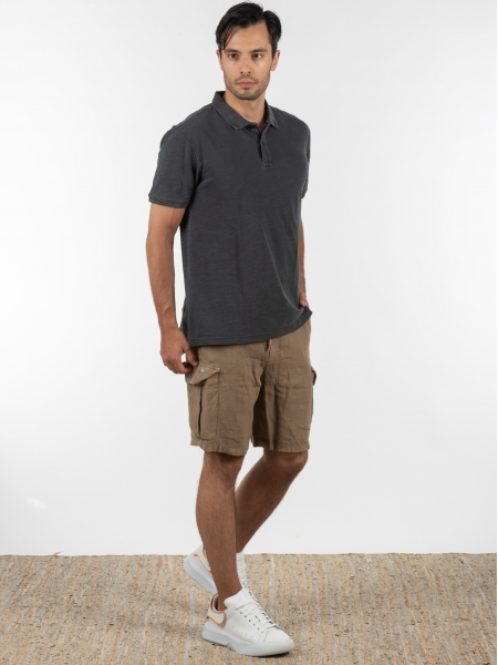 GABBA T-shirt Polo Monaco SS Tee P6028 Μαύρο washed GABBA - 8