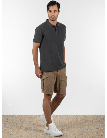 GABBA T-shirt Polo Monaco SS Tee P6028 Μαύρο washed GABBA - 8