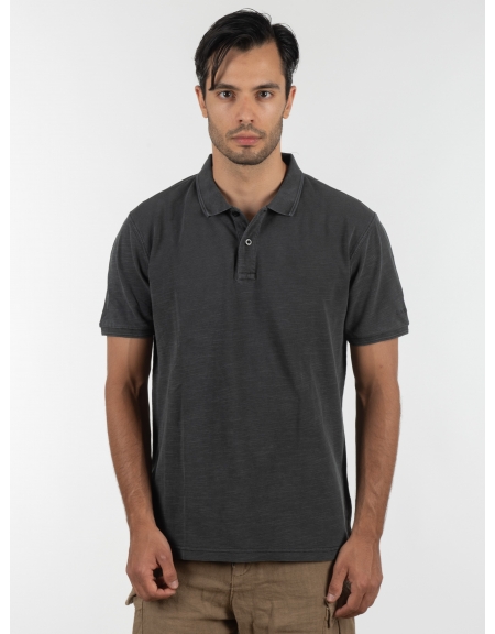 GABBA T-shirt Polo Monaco SS Tee P6028 Μαύρο washed GABBA - 10