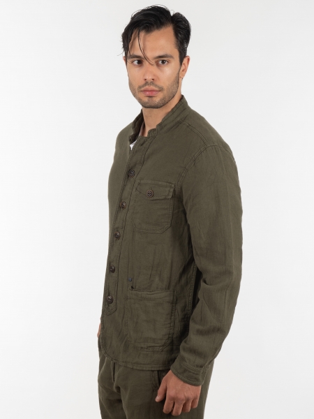 GABBA Πουκάμισο - Jacket mao Goa Crinkle P6074 Χακί GABBA - 4