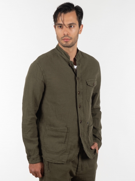 GABBA Πουκάμισο - Jacket mao Goa Crinkle P6074 Χακί GABBA - 3