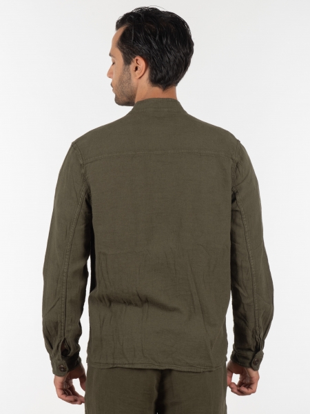 GABBA Πουκάμισο - Jacket mao Goa Crinkle P6074 Χακί GABBA - 2