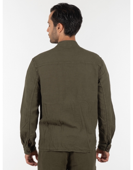 GABBA Πουκάμισο - Jacket mao Goa Crinkle P6074 Χακί GABBA - 2