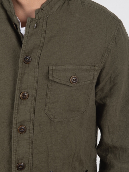GABBA Πουκάμισο - Jacket mao Goa Crinkle P6074 Χακί GABBA - 5