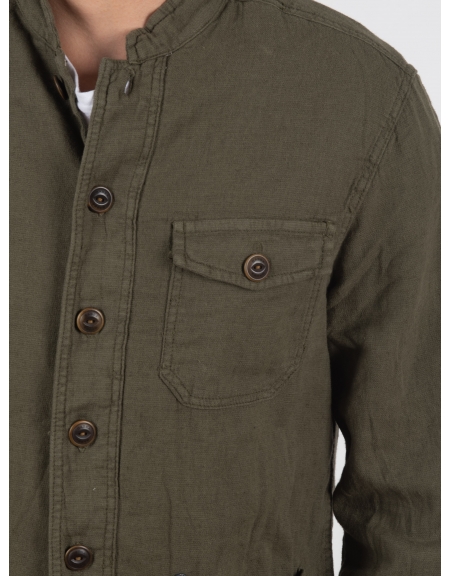 GABBA Πουκάμισο - Jacket mao Goa Crinkle P6074 Χακί GABBA - 5