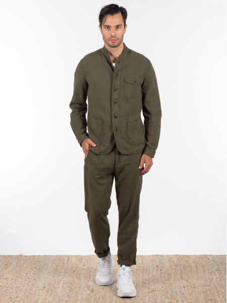 GABBA Πουκάμισο - Jacket mao Goa Crinkle P6074 Χακί GABBA - 6