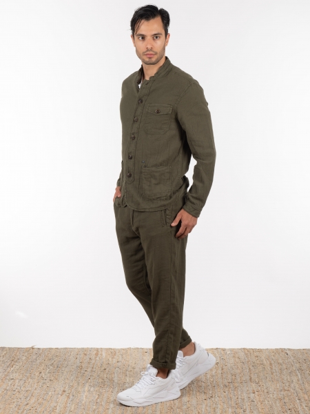 GABBA Πουκάμισο - Jacket mao Goa Crinkle P6074 Χακί GABBA - 9